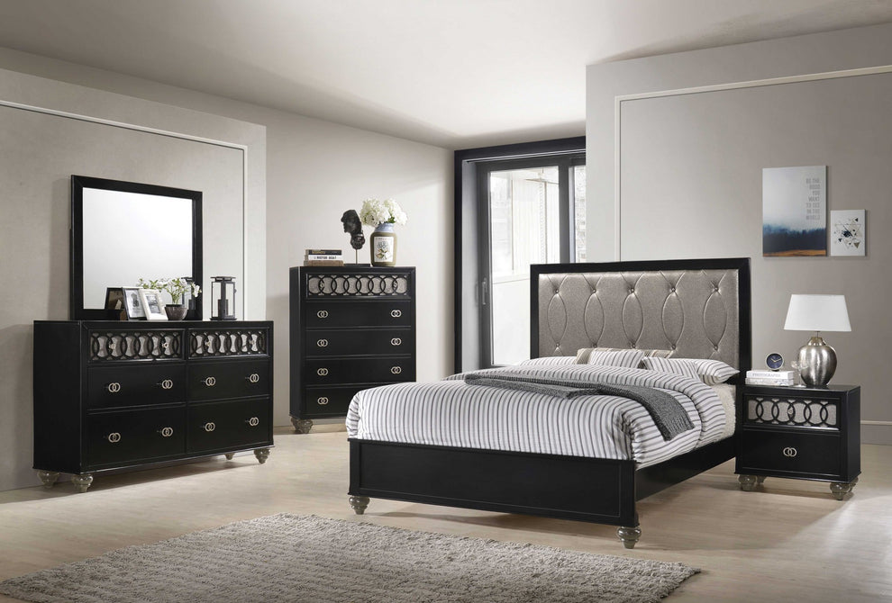 Nickel Brushed And Black Wood Chest By Homeroots | Drawers | Modishstore - 3