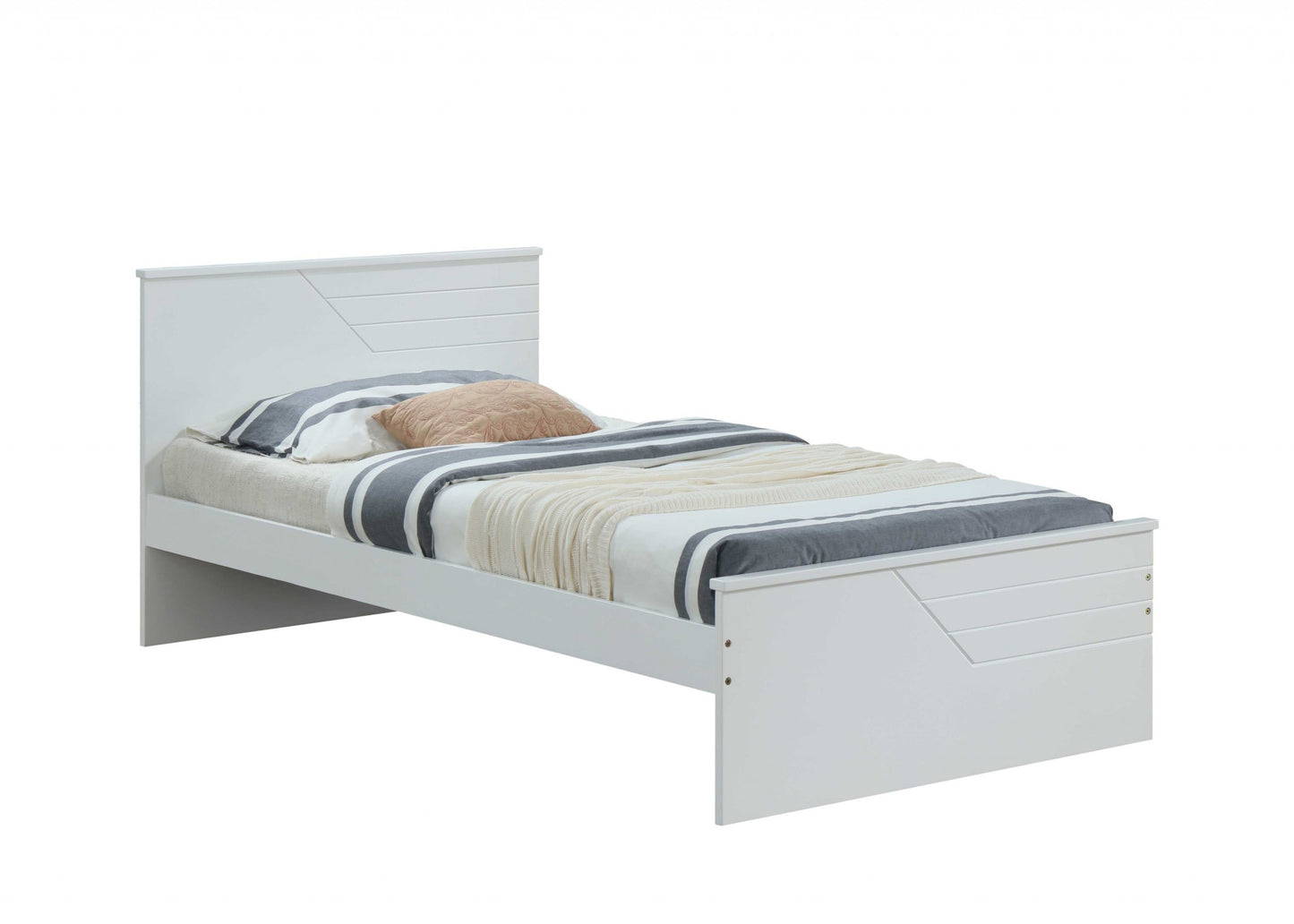Twin White Solid Wood Bed By Homeroots | Beds | Modishstore - 2