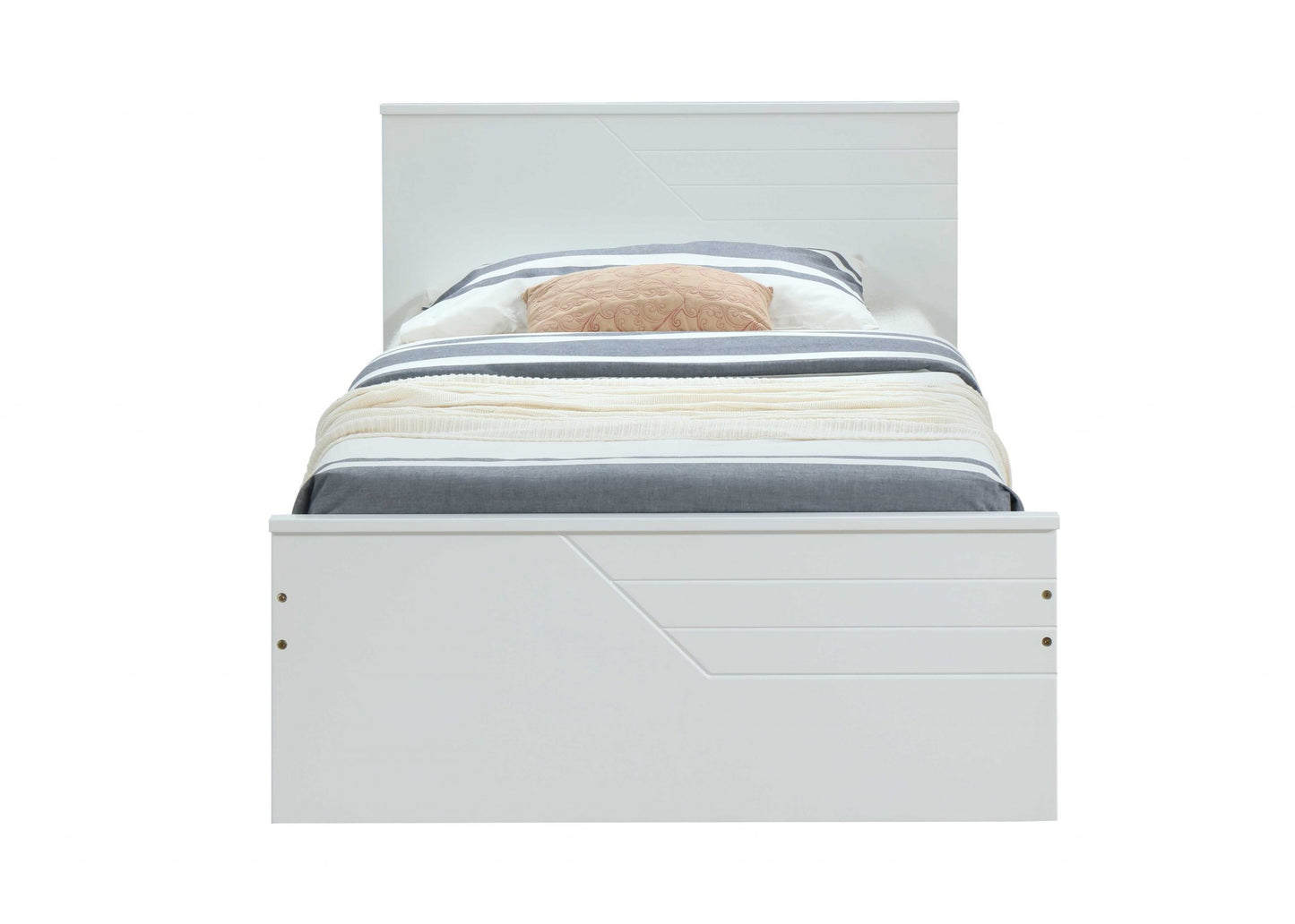 Twin White Solid Wood Bed By Homeroots | Beds | Modishstore - 3