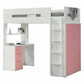 White And Pink Twin Loft Bed And Desk By Homeroots | Beds | Modishstore - 2