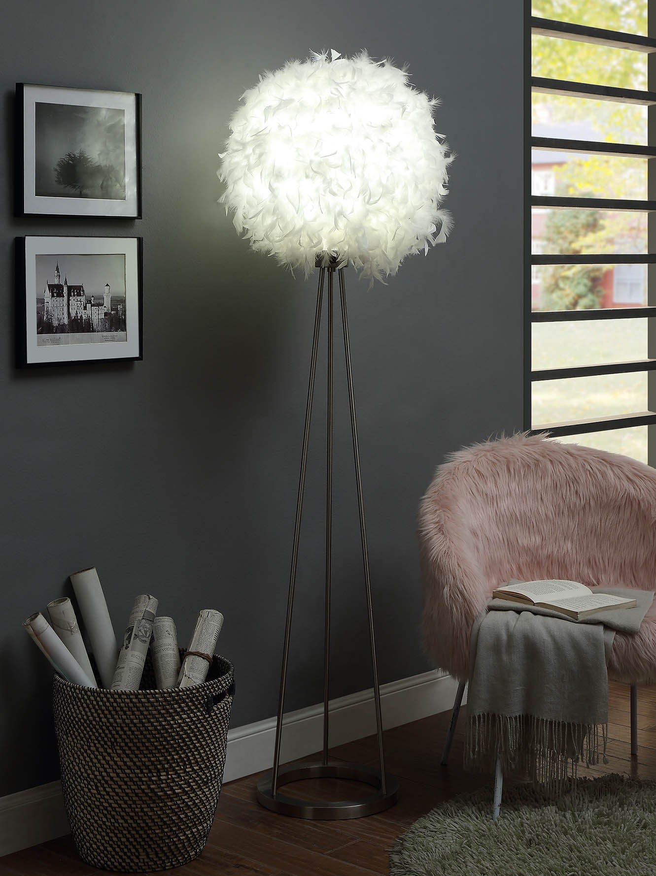 Sand Nickel Metal Floor Lamp By Homeroots | Floor Lamps | Modishstore