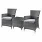 Updated Modern 3 Piece Gray Highback Wicker Patio Set By Homeroots | Outdoor Chairs | Modishstore