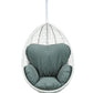 Green and White Hanging Pod Wicker Patio Swing Chair By Homeroots | Outdoor Porch Swings | Modishstore - 3