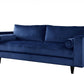 Navy Velvet Sofa w Pillows By Homeroots | Sofas | Modishstore - 2