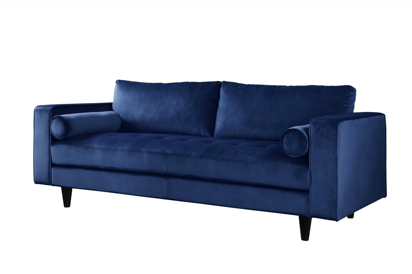 Navy Velvet Sofa w Pillows By Homeroots | Sofas | Modishstore