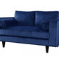 Navy Velvet Loveseat w Pillows By Homeroots | Loveseats | Modishstore - 2