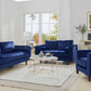 Navy Velvet Loveseat w Pillows By Homeroots | Loveseats | Modishstore