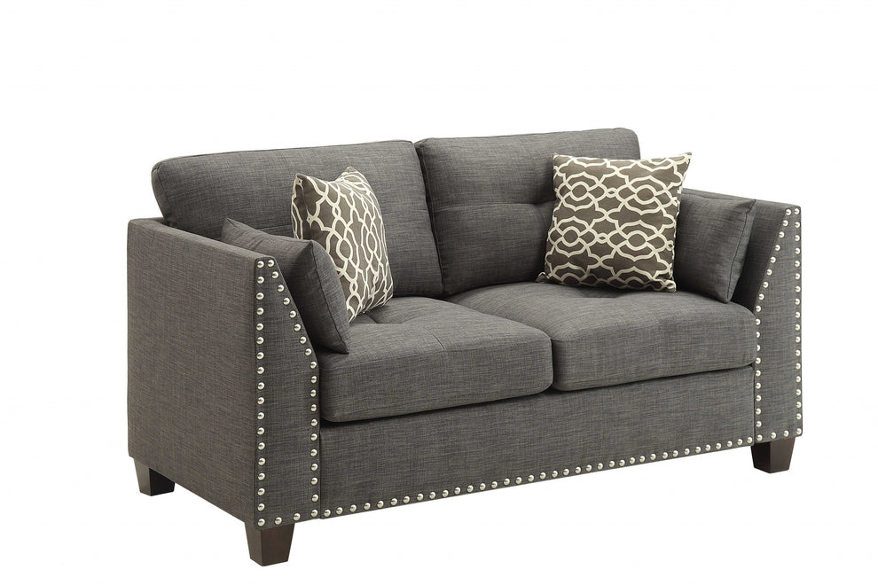 Light Charcoal Linen Loveseat By Homeroots | Loveseats | Modishstore - 2