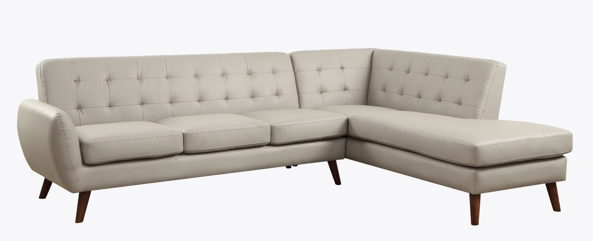 Gray Polyurethane Stationary L Shaped Two Piece Sofa And Chaise By Homeroots | Sectional | Modishstore