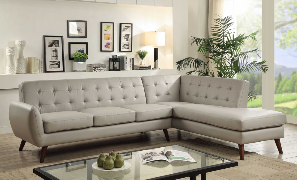 Gray Polyurethane Stationary L Shaped Two Piece Sofa And Chaise By Homeroots | Sectional | Modishstore - 3