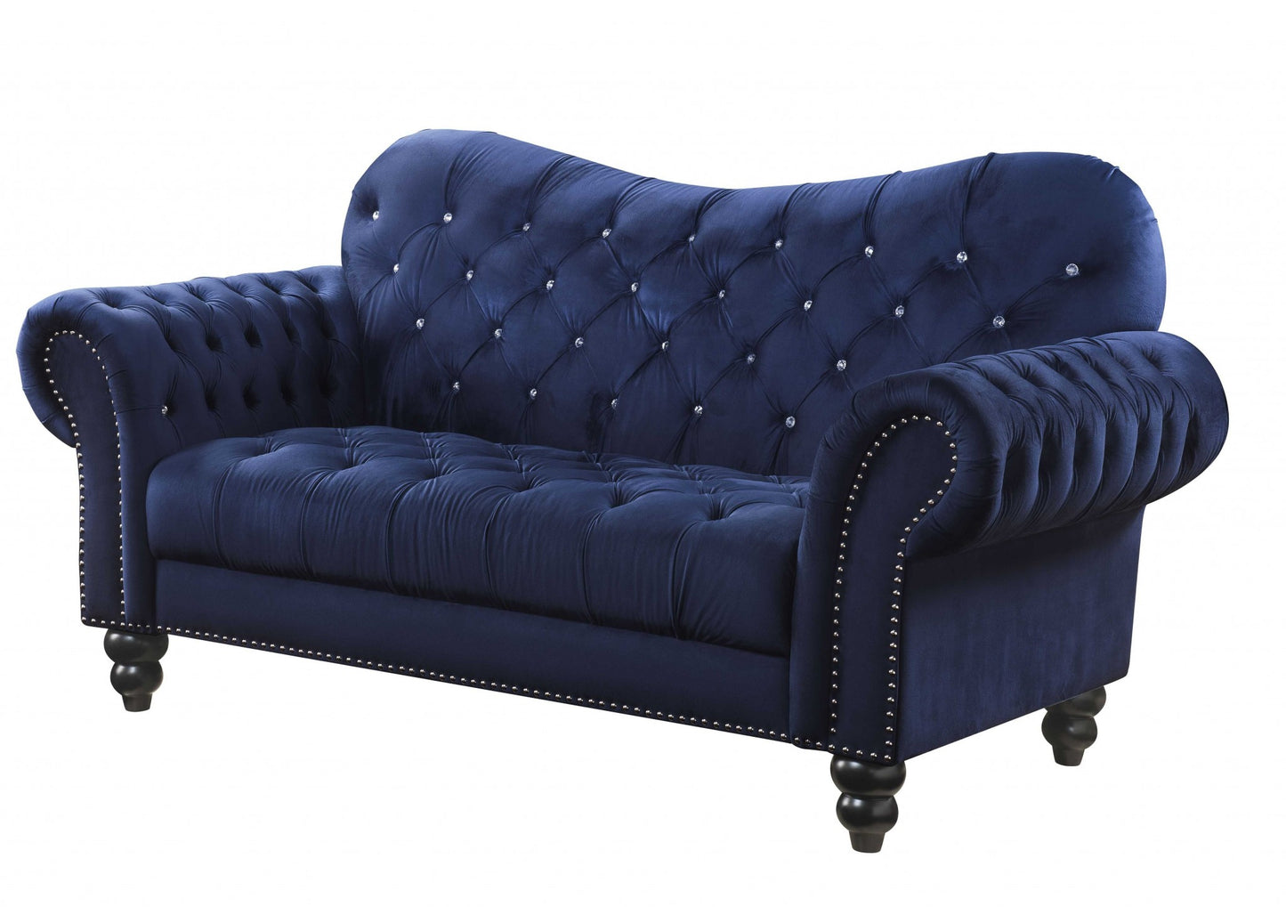 Navy Velvet Loveseat By Homeroots | Loveseats | Modishstore