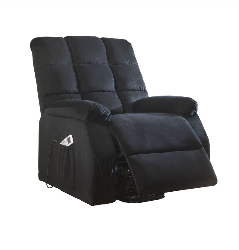 Black Velvet Recliner With Power Lift And Massage By Homeroots | Recliners | Modishstore