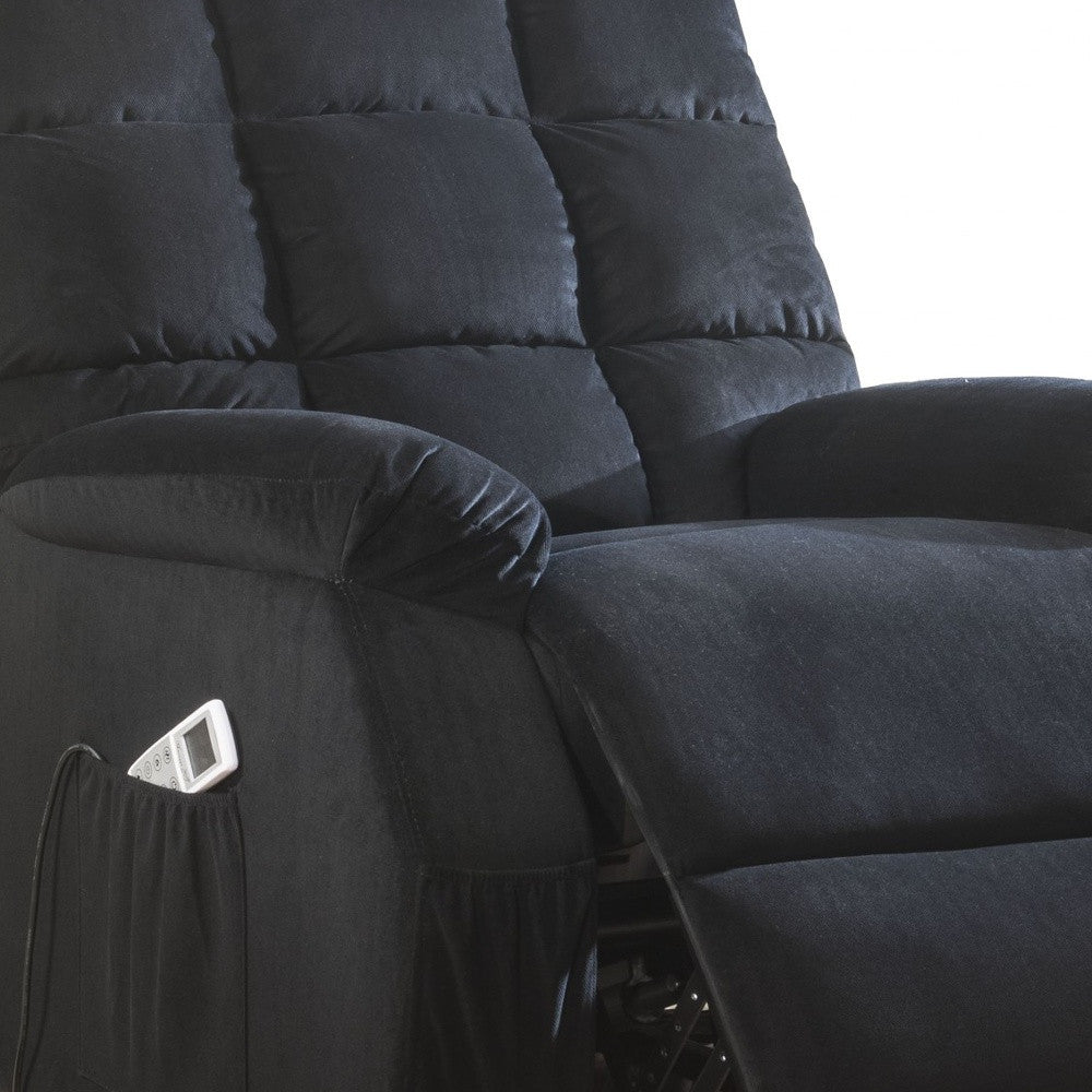 Black Velvet Recliner With Power Lift And Massage By Homeroots | Recliners | Modishstore - 3