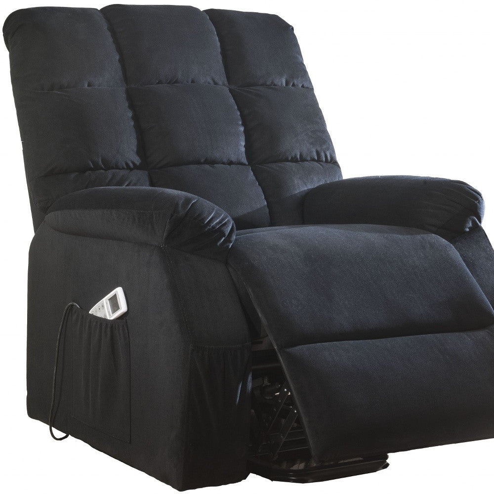 Black Velvet Recliner With Power Lift And Massage By Homeroots | Recliners | Modishstore - 4