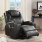 Black Bonded Leather Match Swivel Rocker Recliner With Massage By Homeroots | Chairs & Recliners | Modishstore - 2