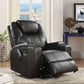 Black Bonded Leather Match Swivel Rocker Recliner With Massage By Homeroots | Recliners | Modishstore - 2
