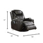 Black Bonded Leather Match Swivel Rocker Recliner With Massage By Homeroots | Recliners | Modishstore - 3