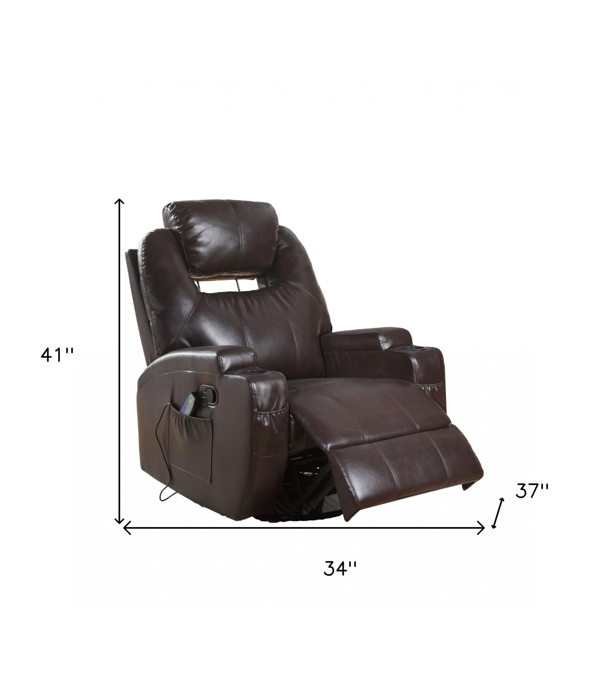 34" Brown Recliners By Homeroots | Recliners | Modishstore - 5