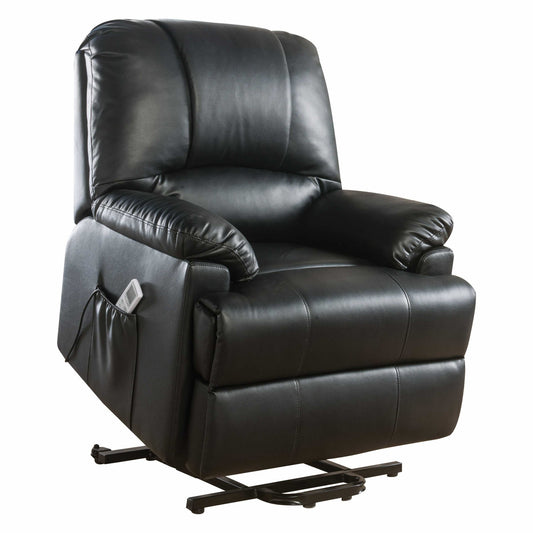 Black Leatherette Power Lift Massage Recliner By Homeroots