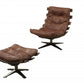 27' X 35' X 33' 2Pc Retro Brown Top Grain Leather Chair And Ottoman By Homeroots | Accent Chairs | Modishstore
