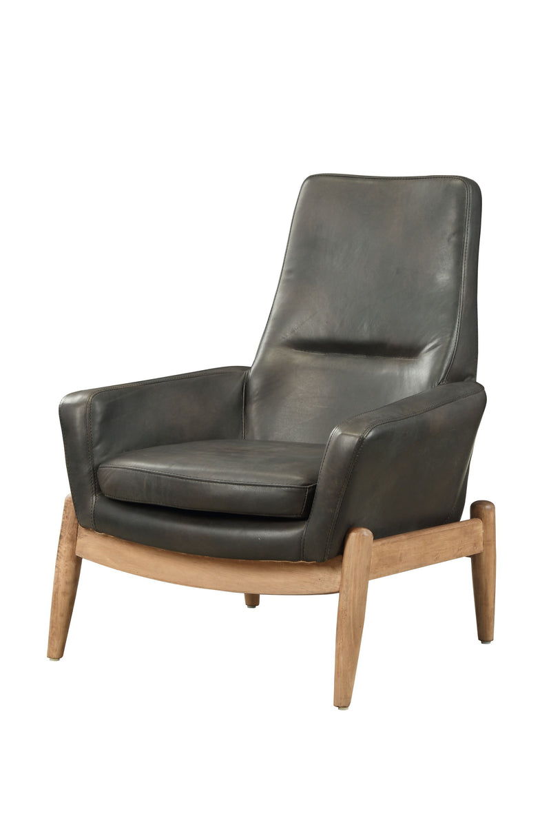 Black Top Grain Leather Accent Chair By Homeroots | Accent Chairs | Modishstore