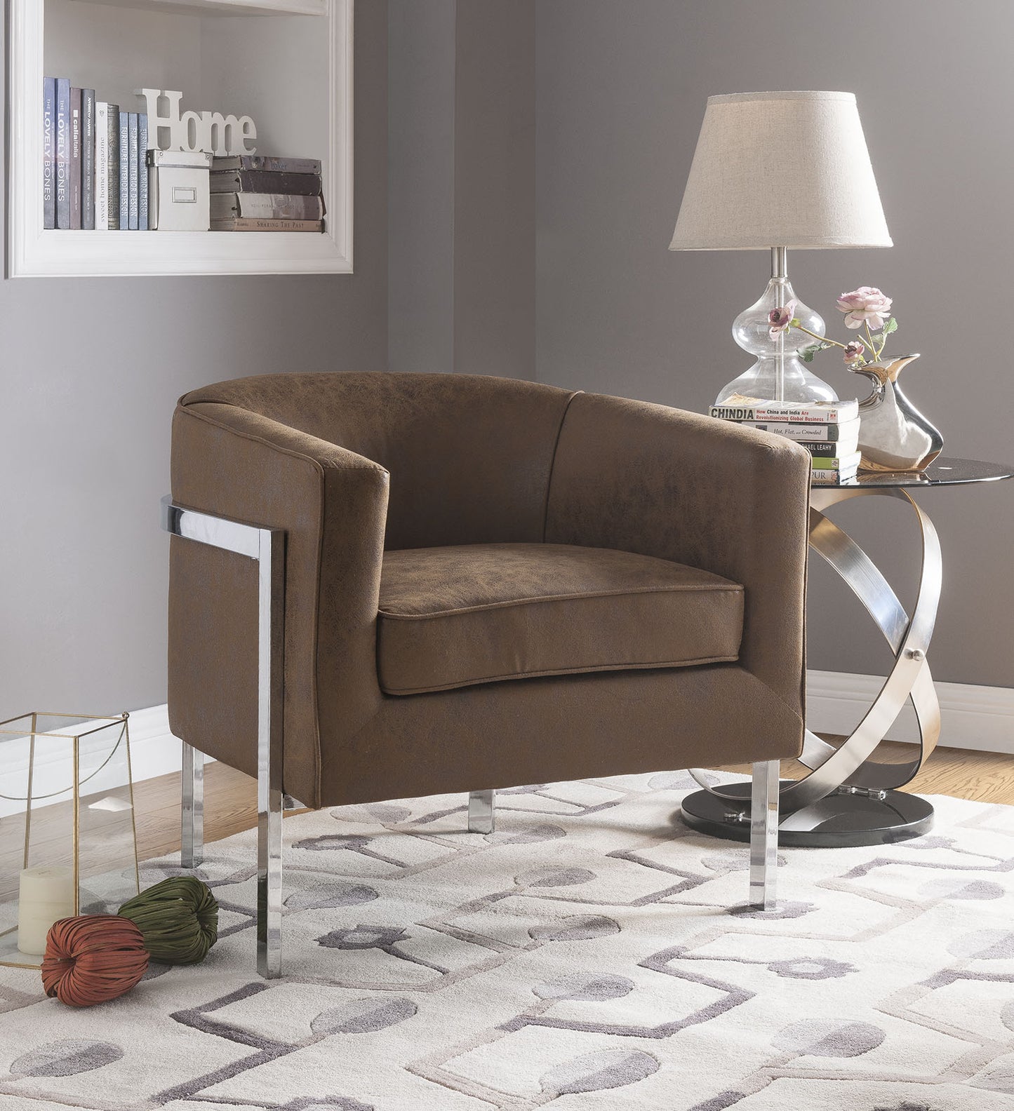 Brown Edgy Accent Chair By Homeroots | Accent Chairs | Modishstore - 3