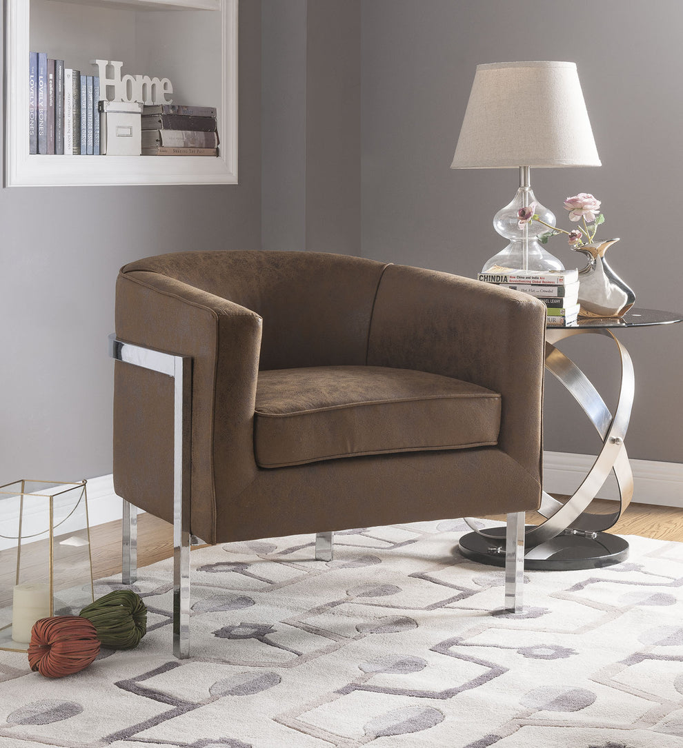 Brown Edgy Accent Chair By Homeroots | Accent Chairs | Modishstore - 3
