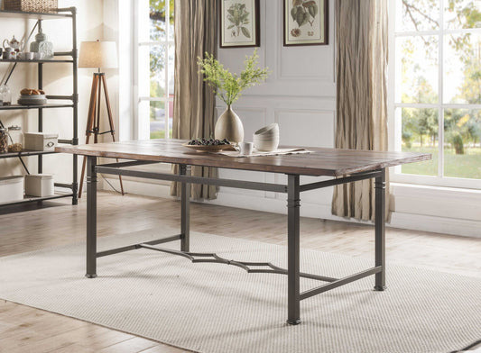 Weathered Dark Oak And Dark Bronze Dining Table By Homeroots | Dining Tables | Modishstore - 2