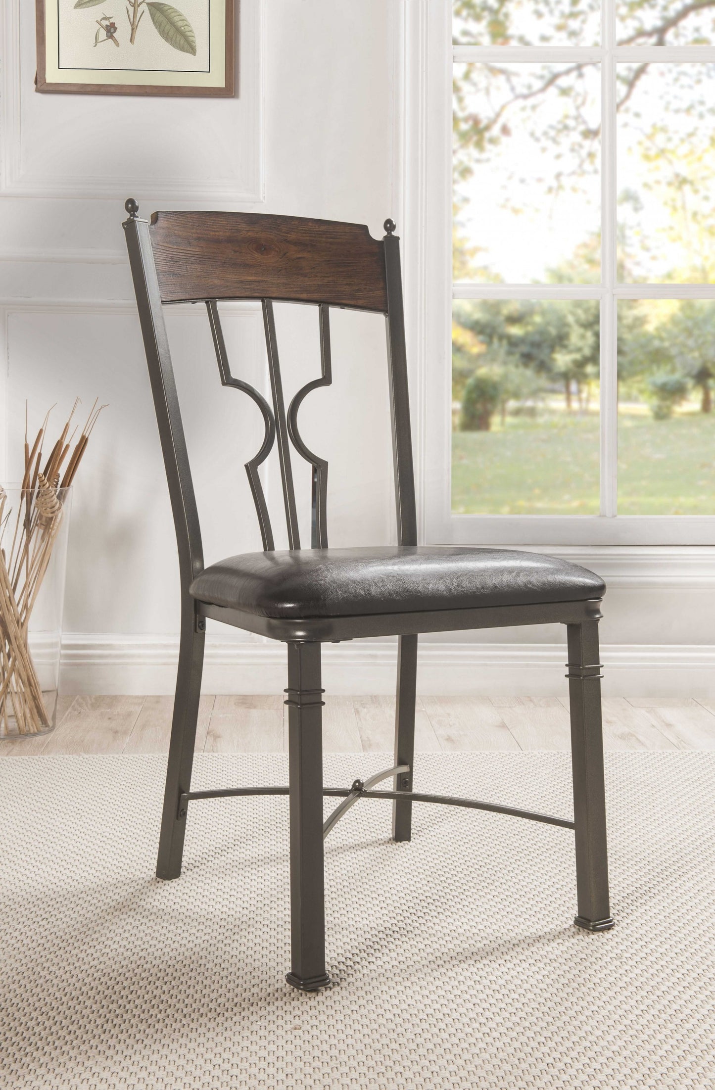 2Pc Espresso And Dark Bronze Side Chair By Homeroots | Dining Chairs | Modishstore