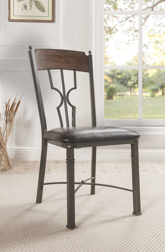 2Pc Espresso And Dark Bronze Side Chair By Homeroots | Dining Chairs | Modishstore