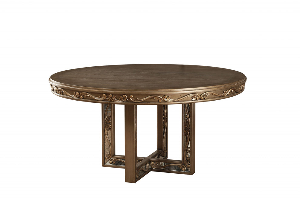 Antique Gold Poplar Dining Table By Homeroots | Dining Tables | Modishstore - 2