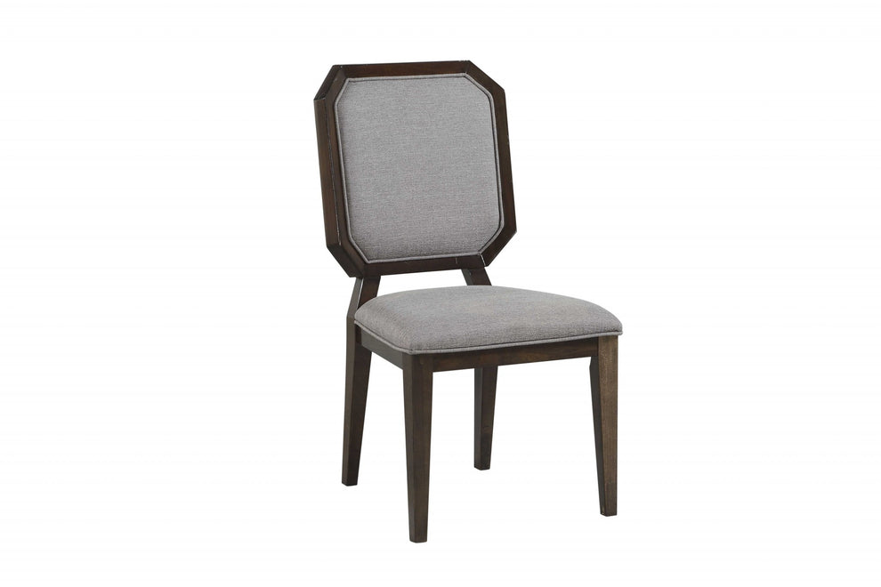 2Pc Gray Fabric And Tobacco Side Chair By Homeroots | Dining Chairs | Modishstore - 2