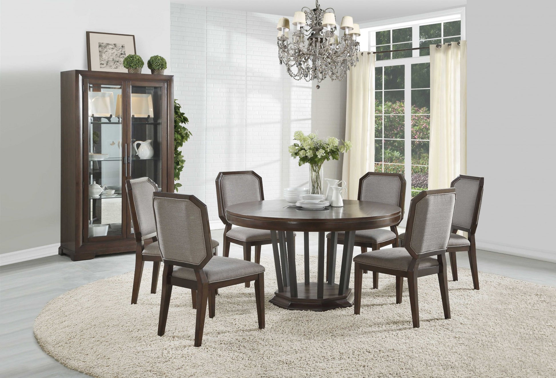 2Pc Gray Fabric And Tobacco Side Chair By Homeroots | Dining Chairs | Modishstore