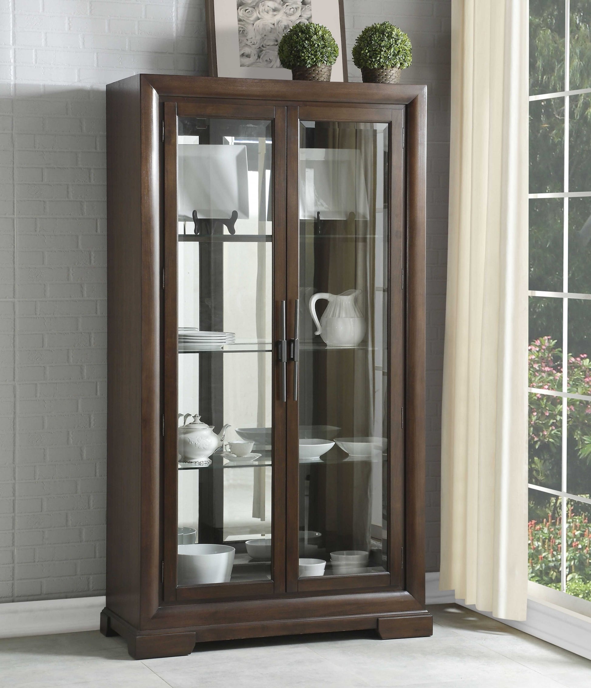 Tobacco Rectangular Display Cabinet By Homeroots | Cabinets | Modishstore - 5