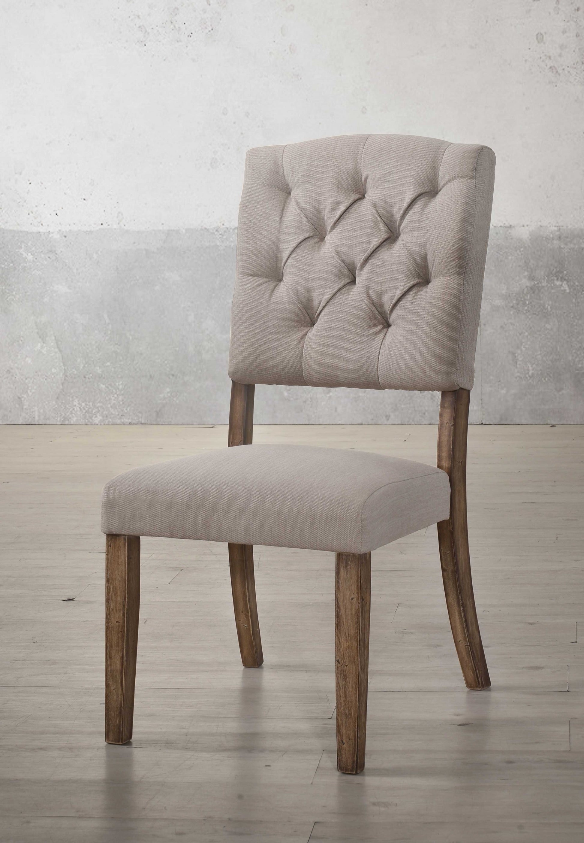 2Pc Cream Linen And Weathered Oak Side Chair By Homeroots | Dining Chairs | Modishstore