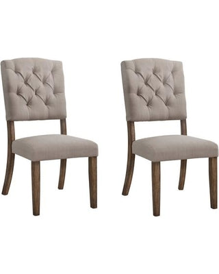 2Pc Cream Linen And Weathered Oak Side Chair By Homeroots | Dining Chairs | Modishstore - 2