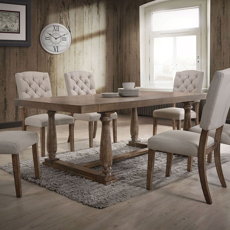 2Pc Cream Linen And Weathered Oak Side Chair By Homeroots | Dining Chairs | Modishstore - 3