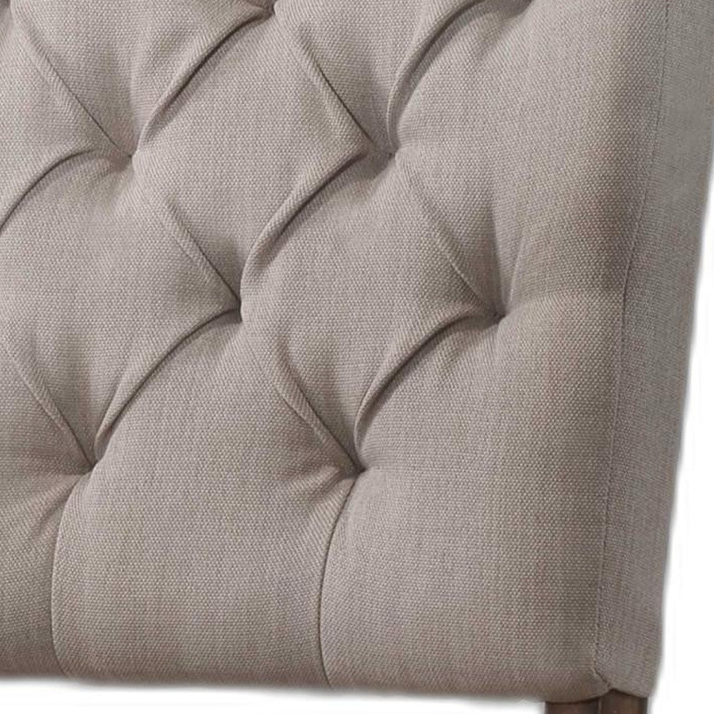 2Pc Cream Linen And Weathered Oak Side Chair By Homeroots | Dining Chairs | Modishstore - 5