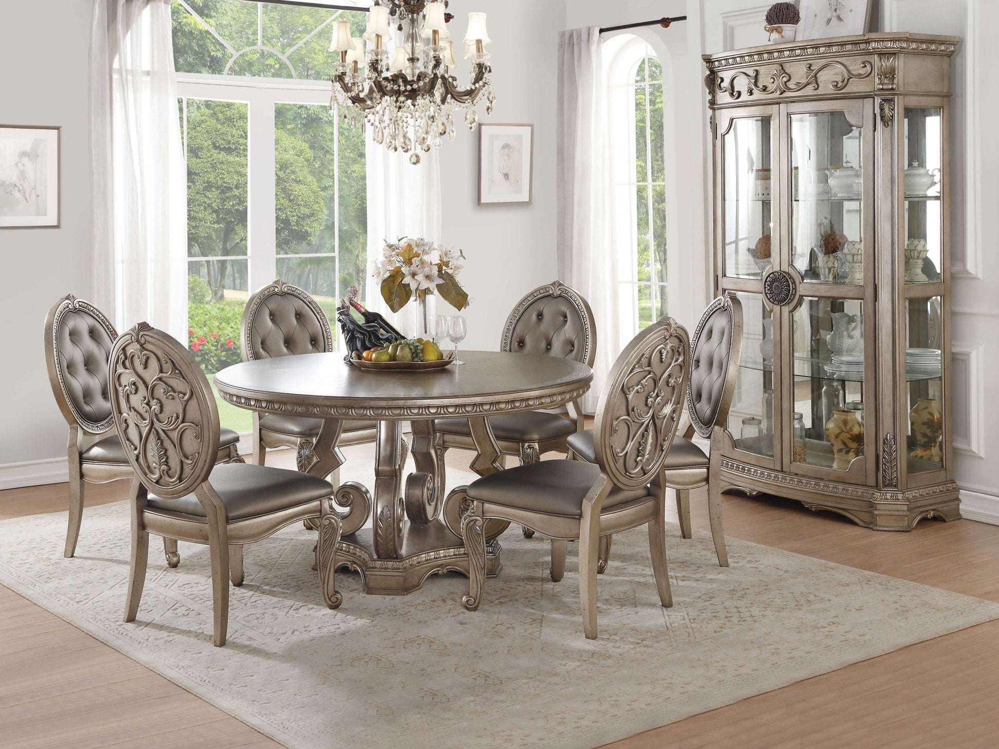 Antique Champagne Dining Table By Homeroots - 318904 | Dining Tables | Modishstore