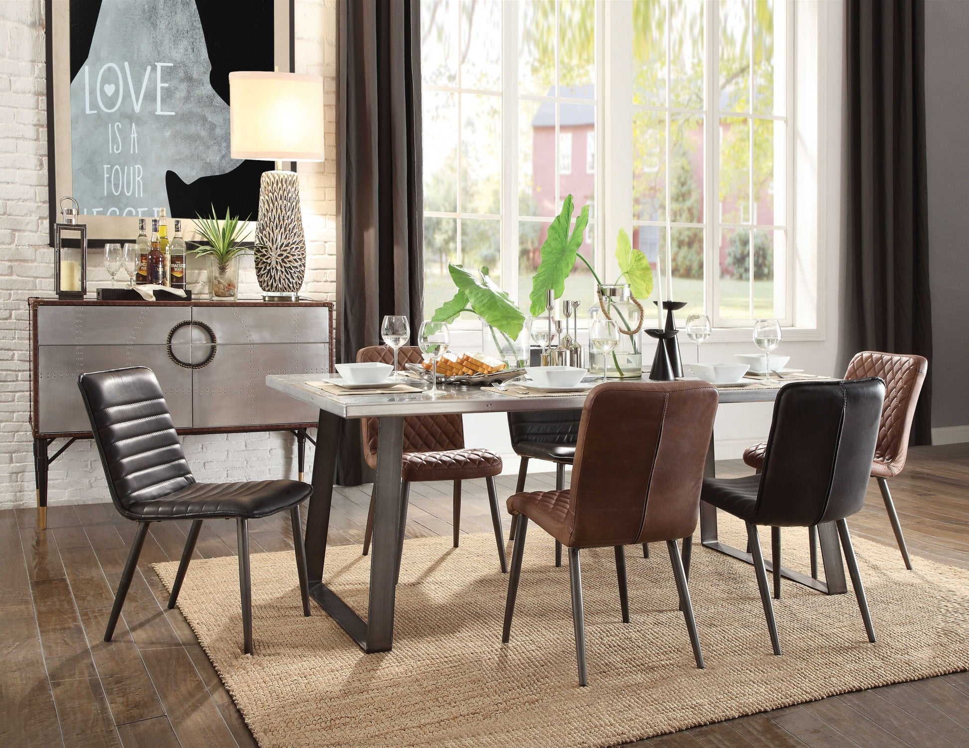 Aluminum And Gunmetal Dining Table By Homeroots | Dining Tables | Modishstore