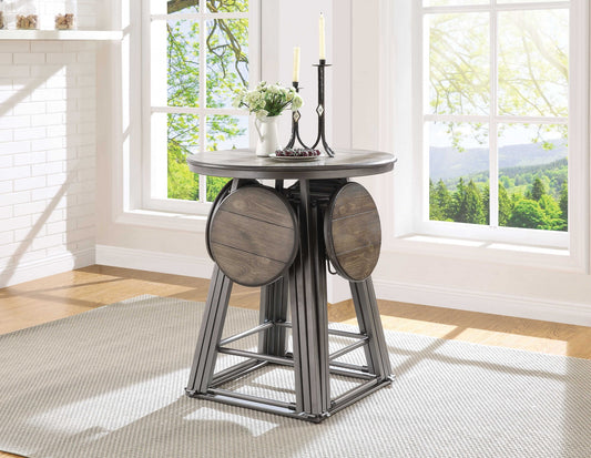 30' X 30' X 36' 5Pc Brown Top And Bronze Counter Height Set By Homeroots | Bar Stools & Table | Modishstore