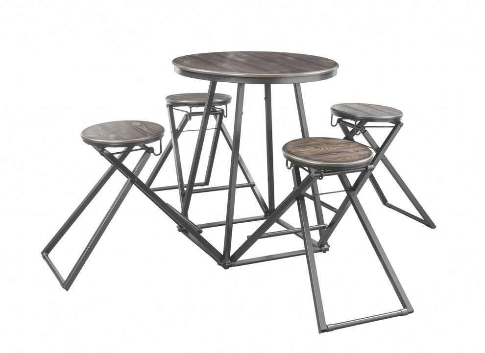 30' X 30' X 36' 5Pc Brown Top And Bronze Counter Height Set By Homeroots | Bar Stools & Table | Modishstore - 2