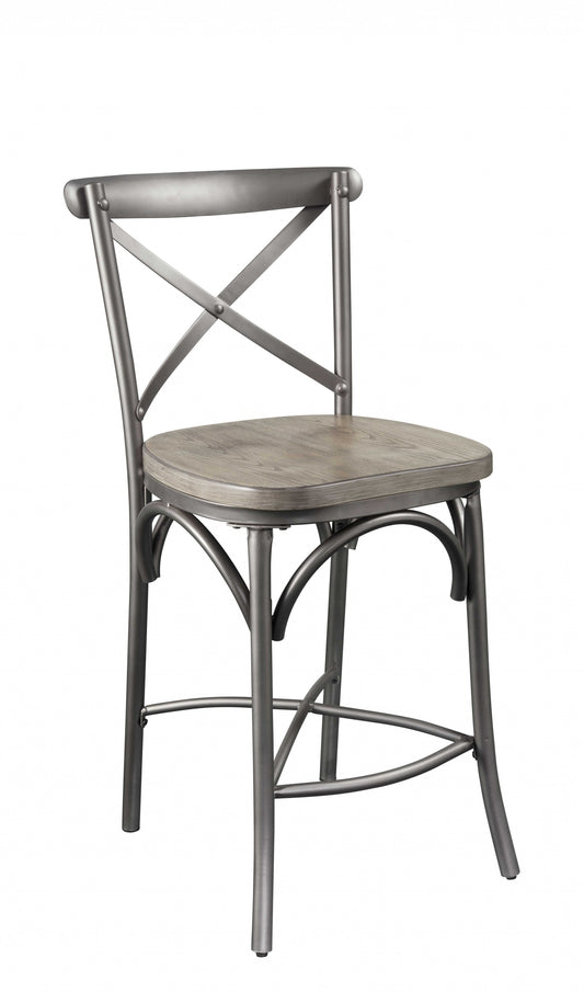2pc Gray Oak And Sandy Gray Counter Height Chair By Homeroots | Bar Stools | Modishstore