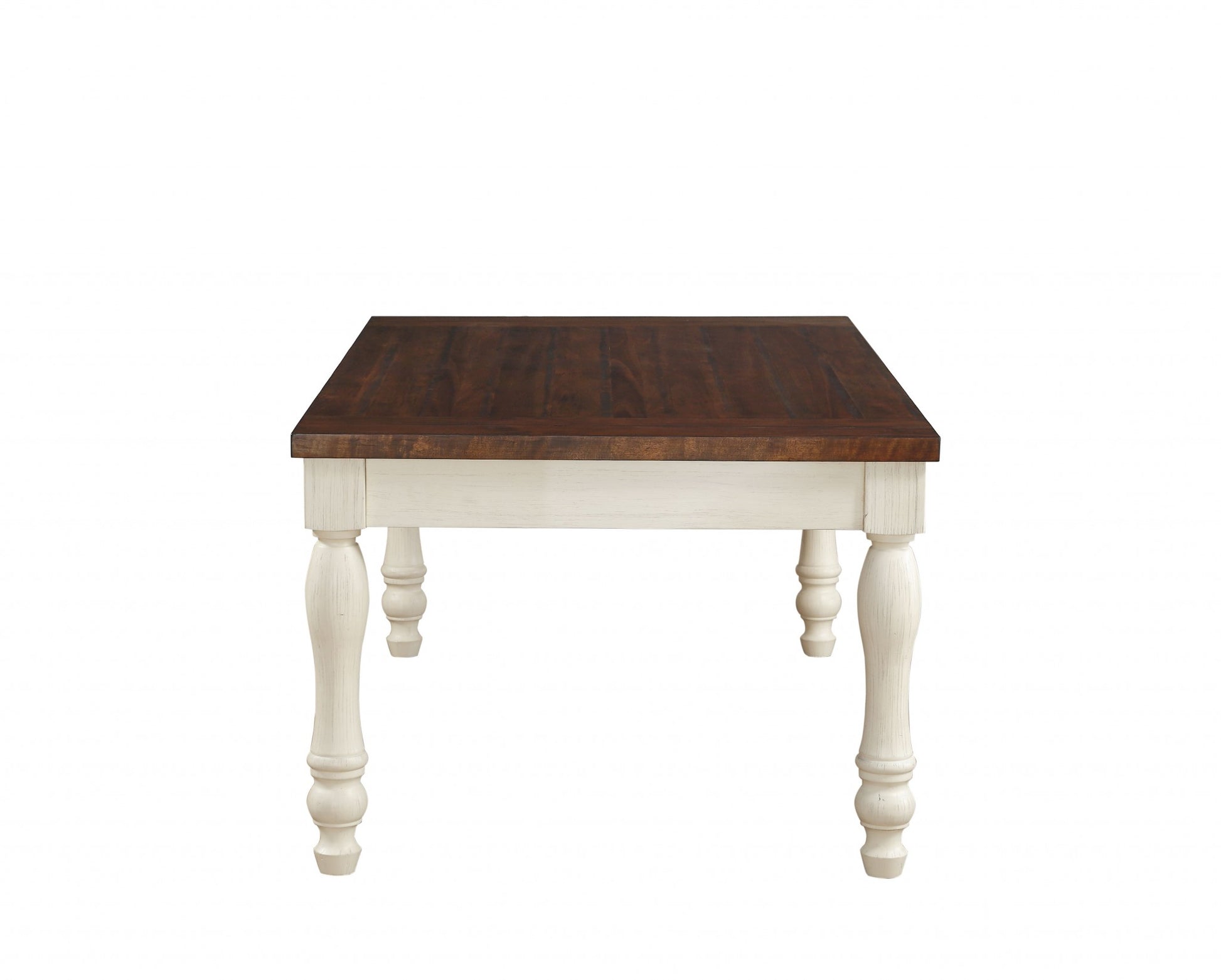 Walnut And White Washed Solid Wood Dining Table By Homeroots | Dining Tables | Modishstore - 5
