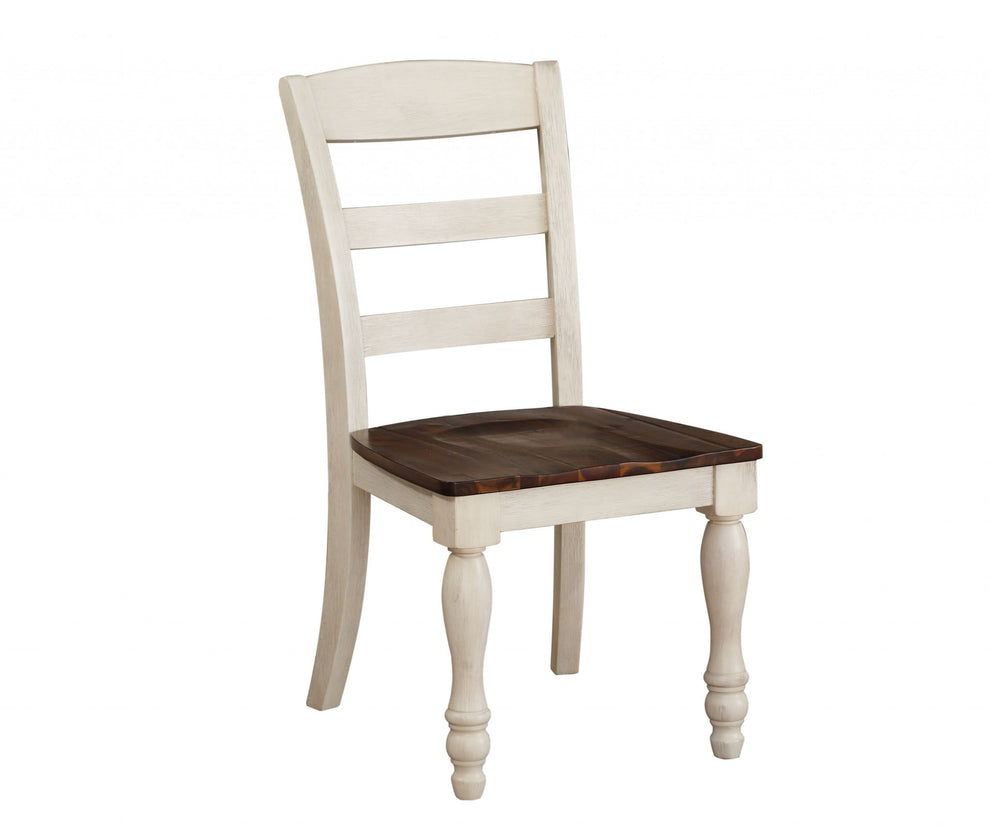 2Pc Walnut And White Washed Side Chair By Homeroots | Dining Chairs | Modishstore - 2