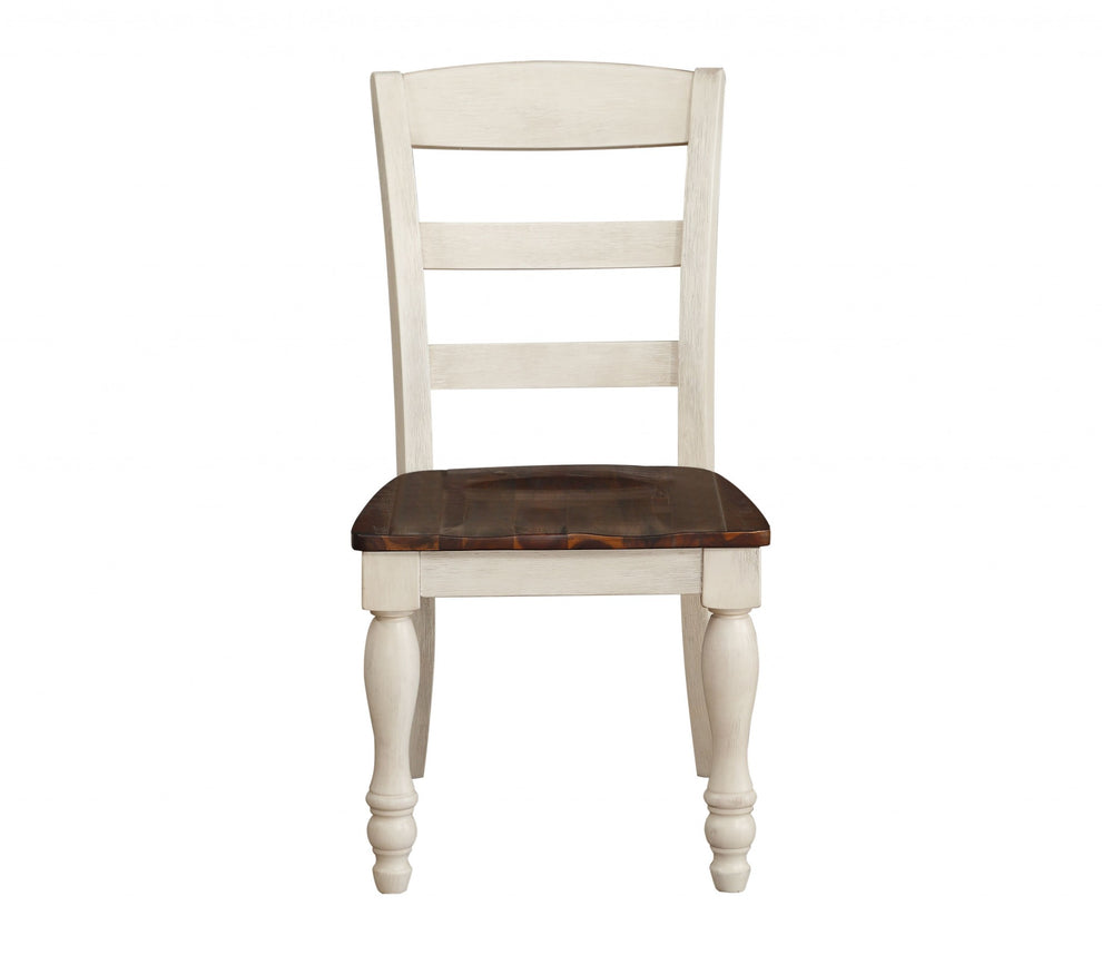 2Pc Walnut And White Washed Side Chair By Homeroots | Dining Chairs | Modishstore - 3