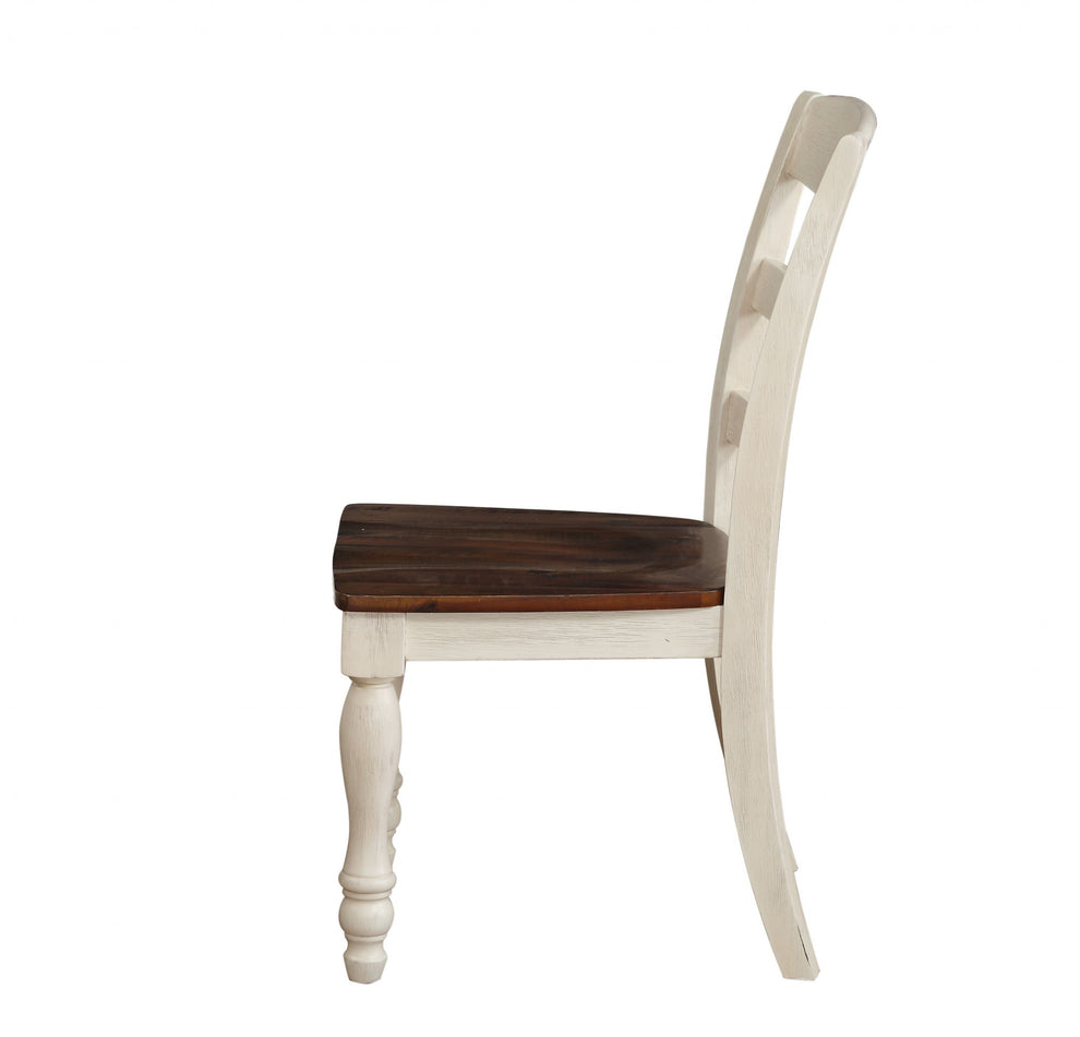 2Pc Walnut And White Washed Side Chair By Homeroots | Dining Chairs | Modishstore - 4