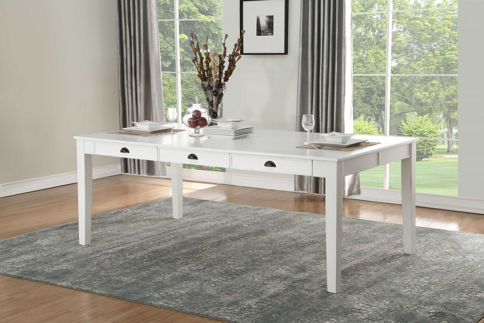 Antique White Poplar Dining Table By Homeroots | Dining Tables | Modishstore - 3