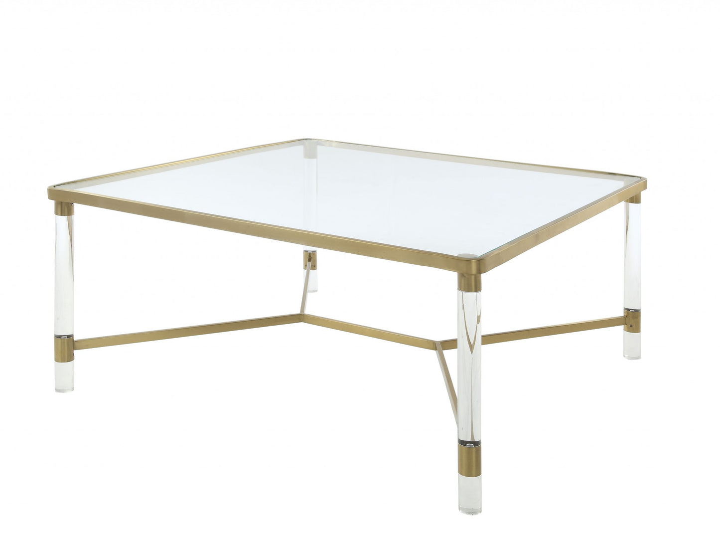Clear Acrylic Gold Stainless Steel And Clear Glass Coffee Table By Homeroots | Coffee Tables | Modishstore - 2