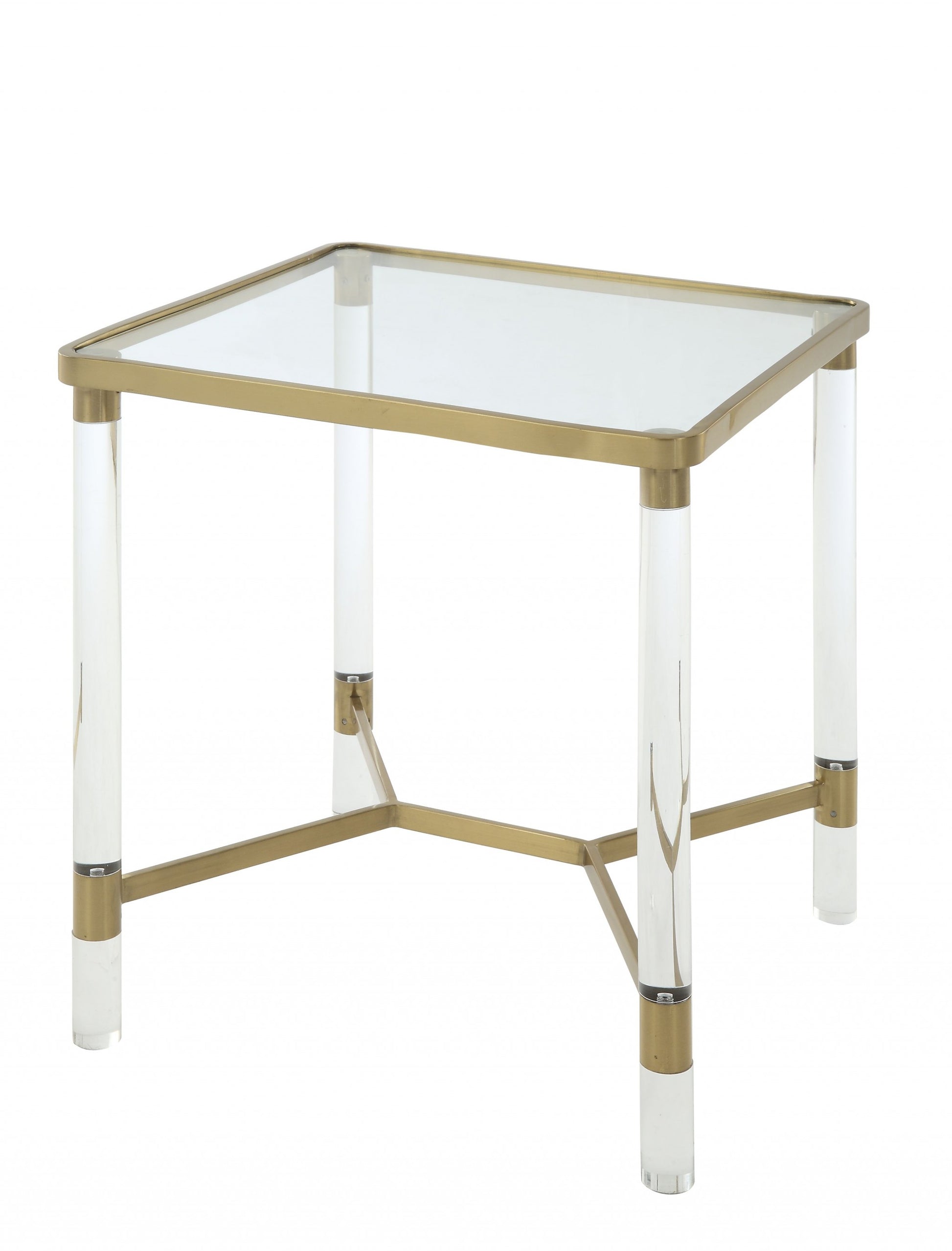 Stainless Steel Clear Acrylic And Glass End Table By Homeroots - 318953 | End Tables | Modishstore - 2